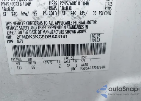 2013 Ford Edge Limited from USA, damaged, VIN 2FMDK3KC9DBA03161